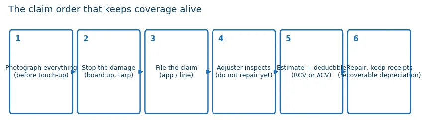 Six steps of a window insurance claim from photographing the damage to keeping receipts